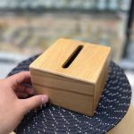 جعبه دستمال کاغذی چوبی مربع