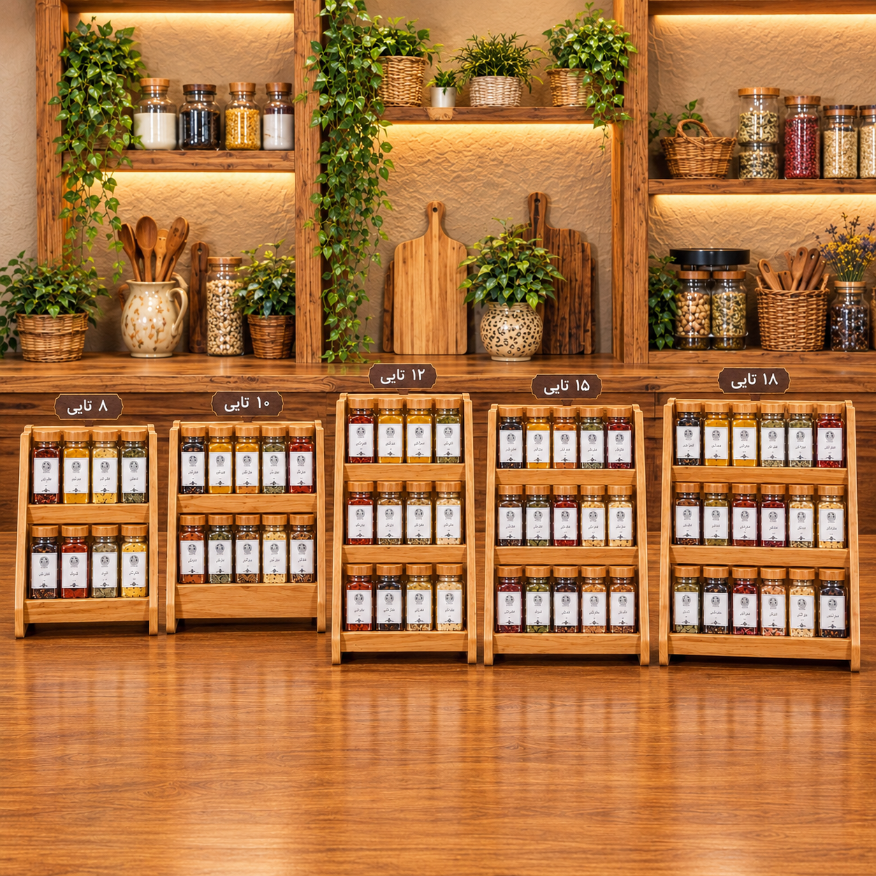 استند ادویه مکارتی (جا ادویه چوبی) 2 حالته اکونومی پایدار چوبی رابروود